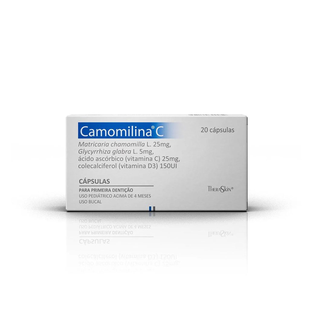 Camomilina C Matricaria Chamomila L. 25mg + Glycyrrhiza Globra L. 5mg + Vitamina C 25mg + Vitamina D3 150UI 20 cápsulas