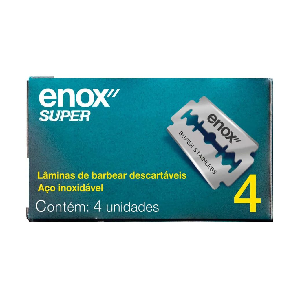 Lâmina de Barbear Descartável Enox Super Duplo Fio 4 unidades