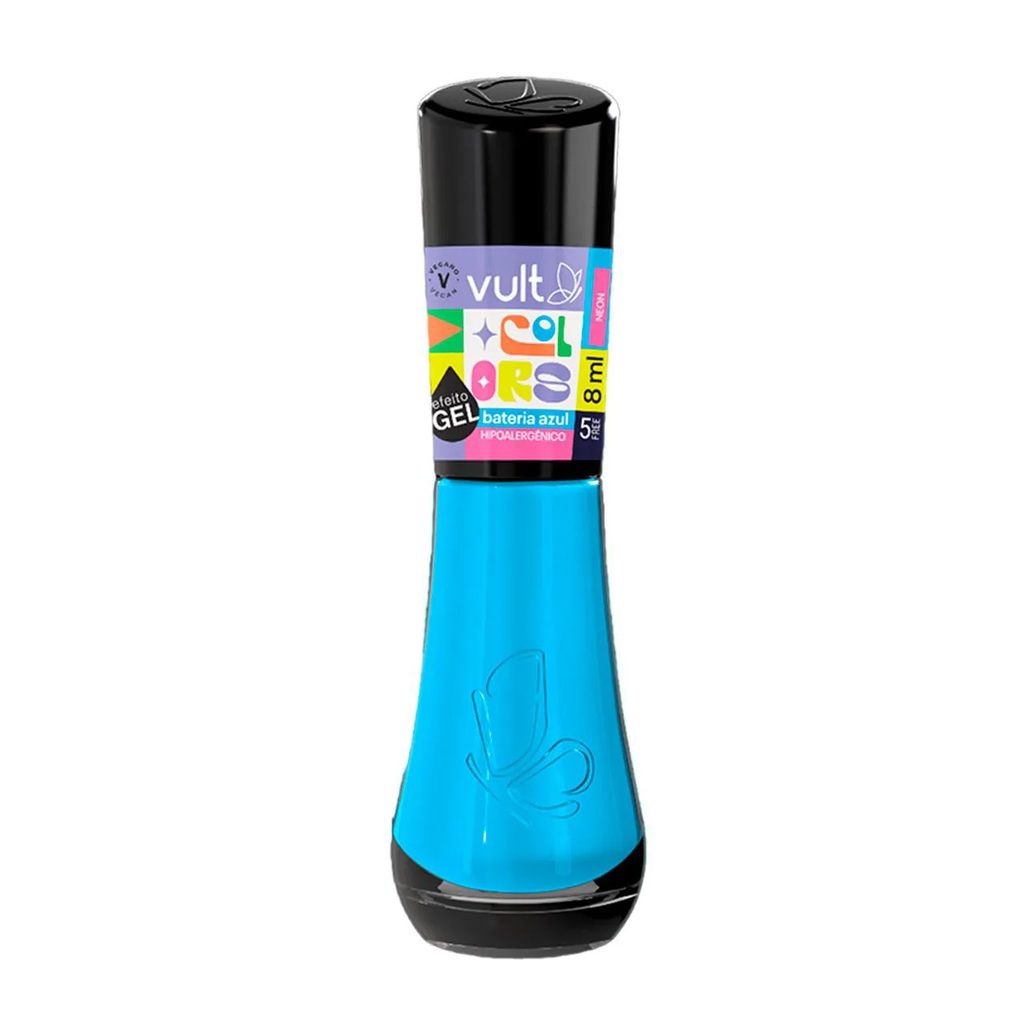 Esmalte Cremoso Vult Colors Efeito Gel Neon 5Free 8ml - Bateria Azul