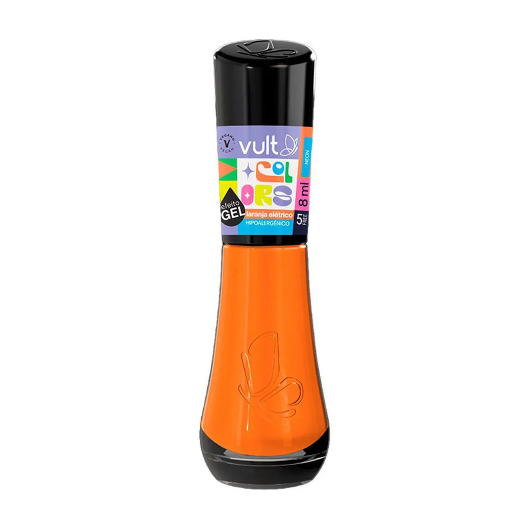 Esmalte Cremoso Vult Colors Efeito Gel Neon 5Free 8ml - Laranja Elétrico
