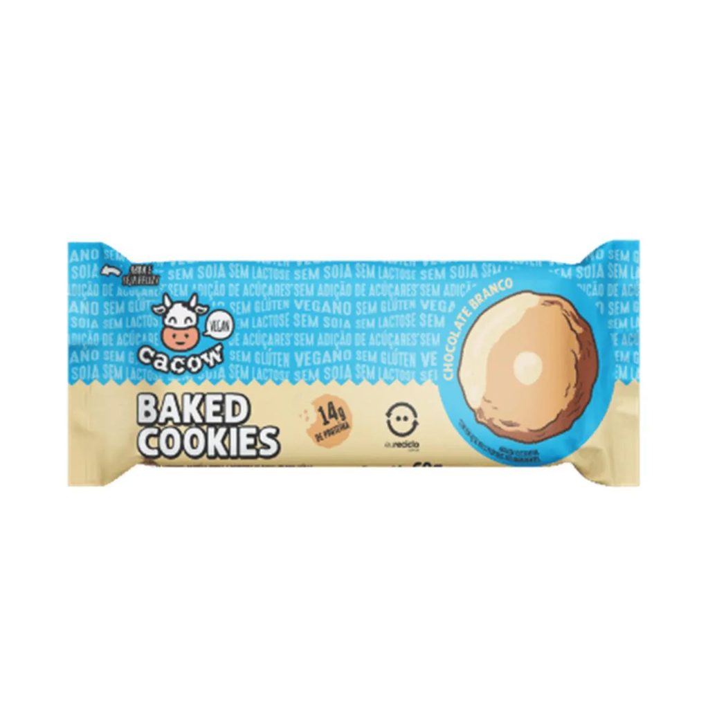 Biscoito de Proteína Cacow Baked Cookies Chocolate Branco 14g