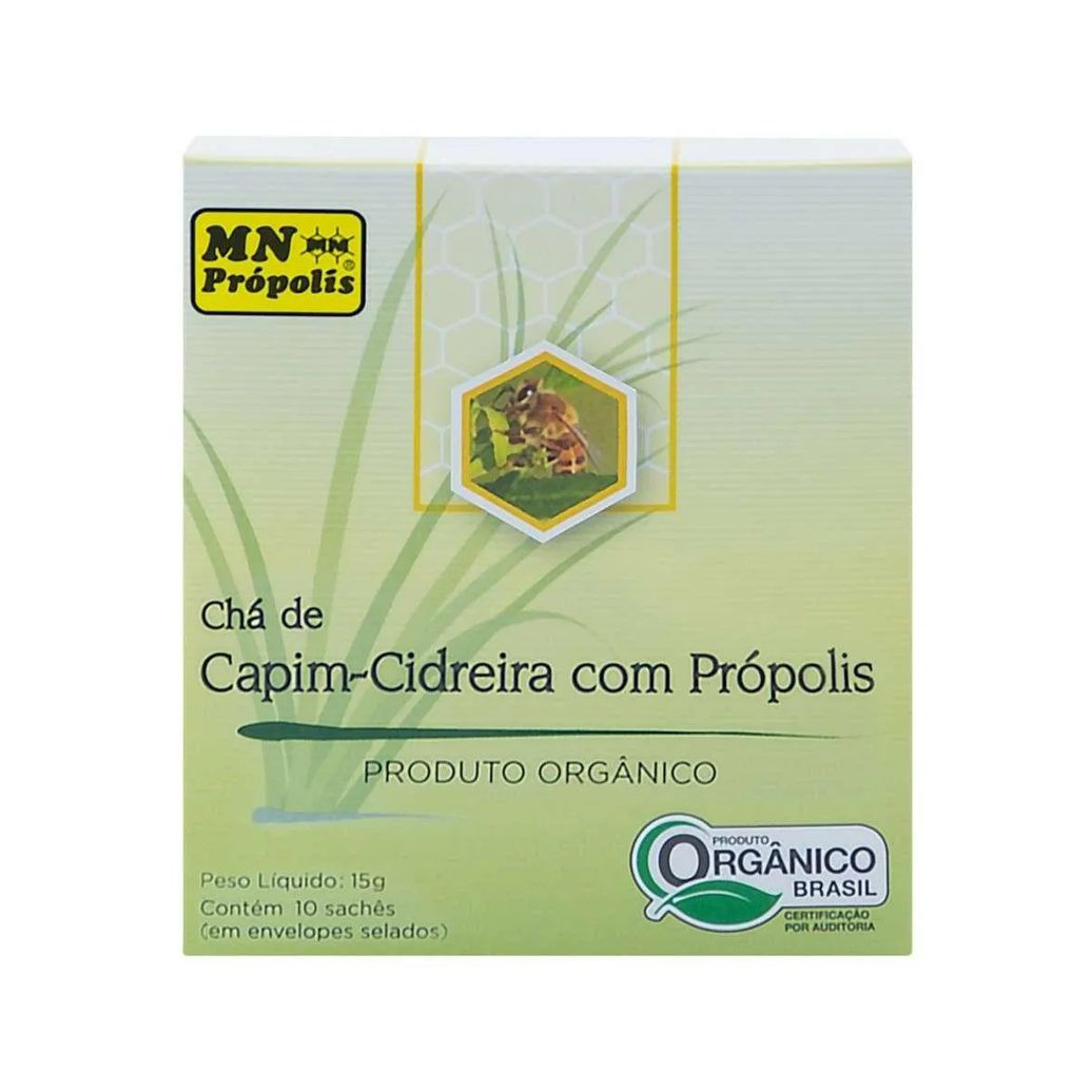 Chá de Capim Cidreira com Própolis Orgânico com 10 Sachês Mn Food 15g