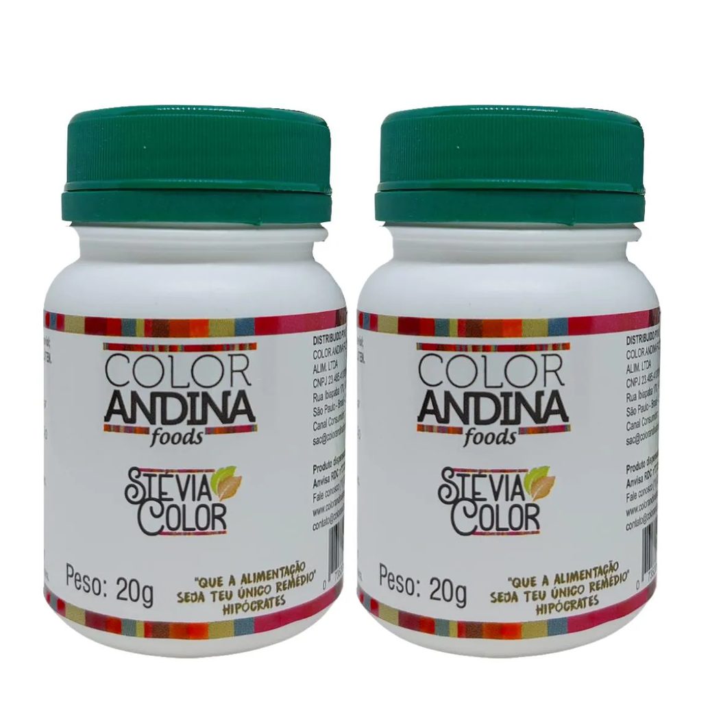 Adoçante Dietético Stévia Color Andina Food, 2 Potes de 20g