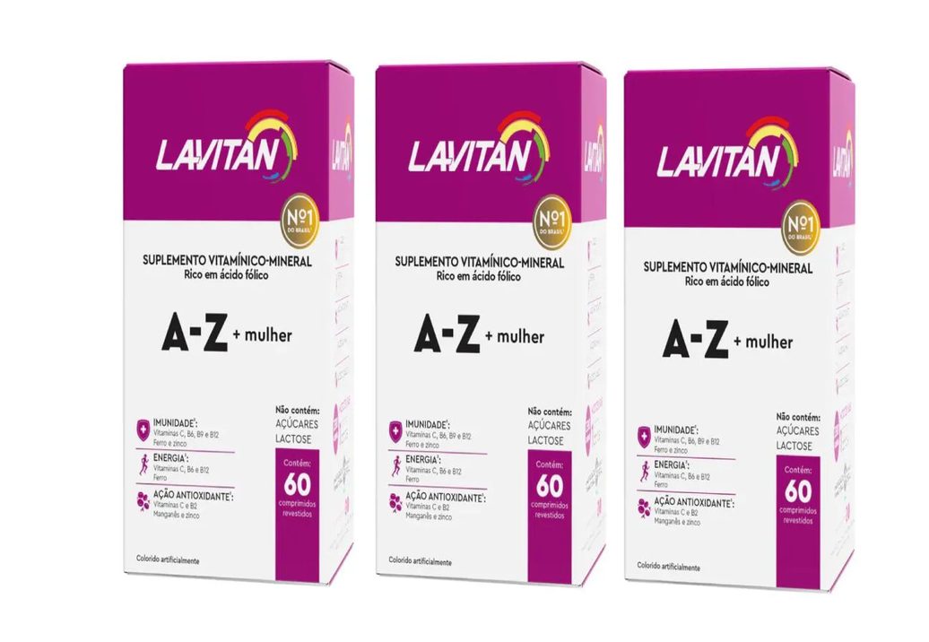 Kit 3 Lavitan A-z Mulher 60cps Revestidos - Cimed