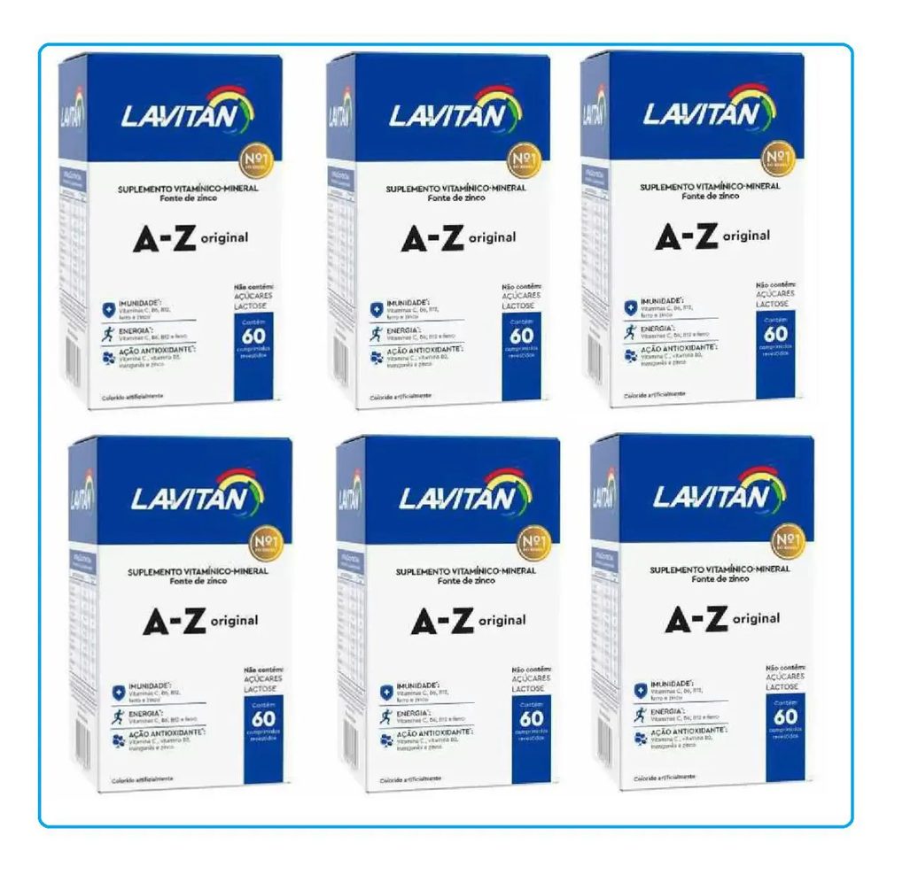 Kit 6 Lavitan A-z Homem 60cps Revestidos - Cimed