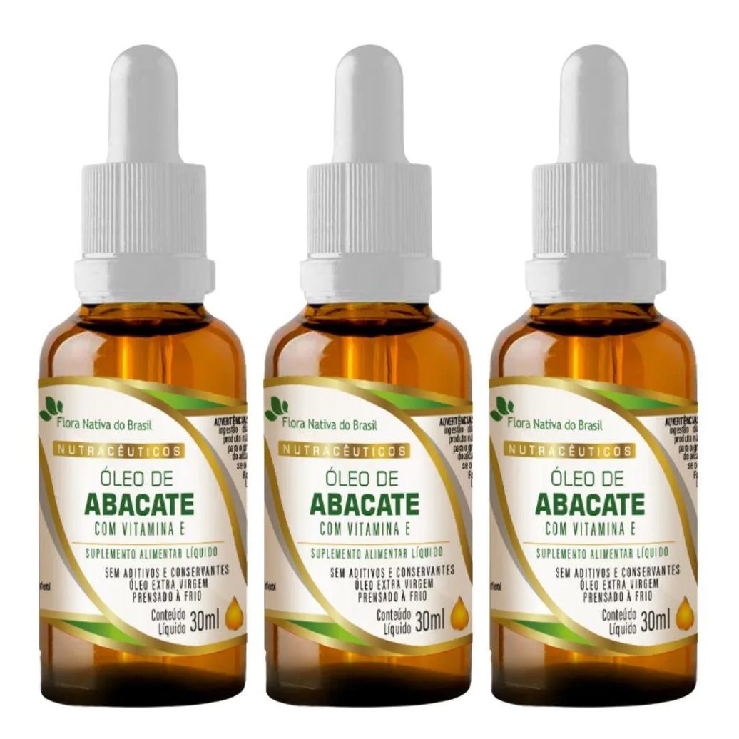 Kit 3x Óleo de Abacate com Vitamina e em Gotas 30ml – Flora Nativa