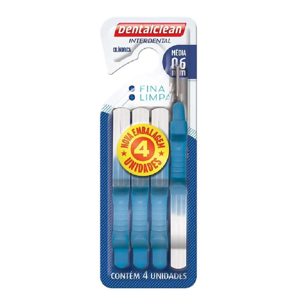 Escova de Dente Interdental Cilíndrica Média 0.6mm Dentalclean 4 unidades