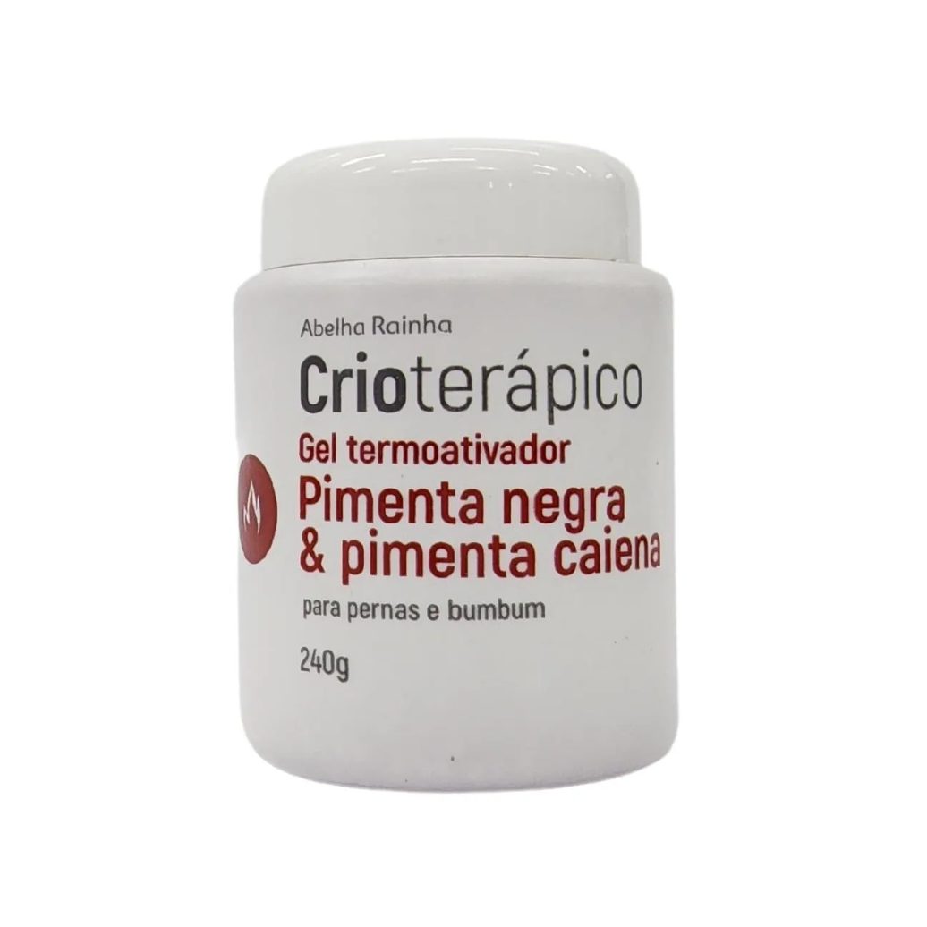 Gel Termoativador Pimenta Negra e Pimenta Caiena para Pernas e Bumbum Crioterápico Abelha Rainha 240g