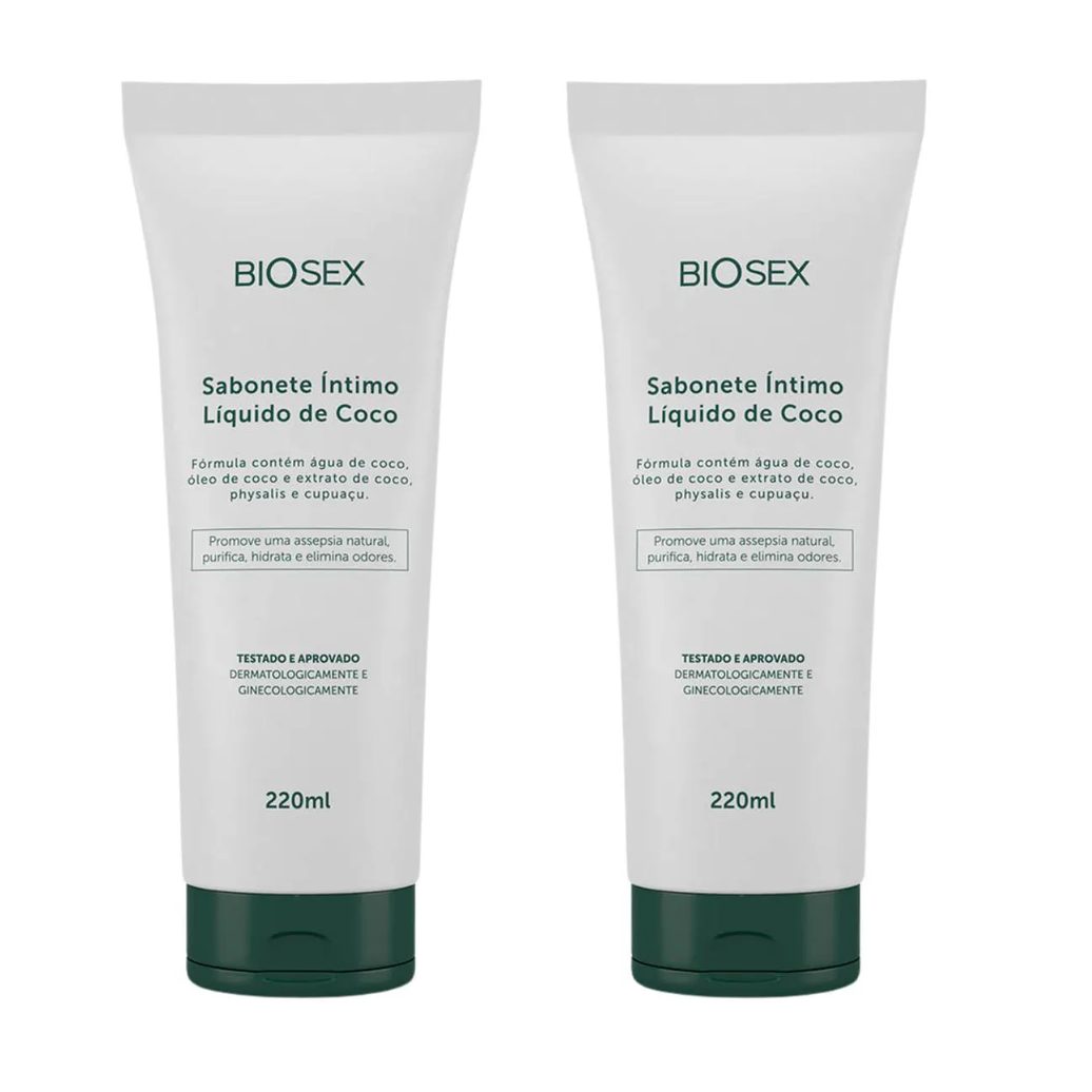 2 Sabonete Líquido Intimo com Óleo de Coco Biosex 220ml