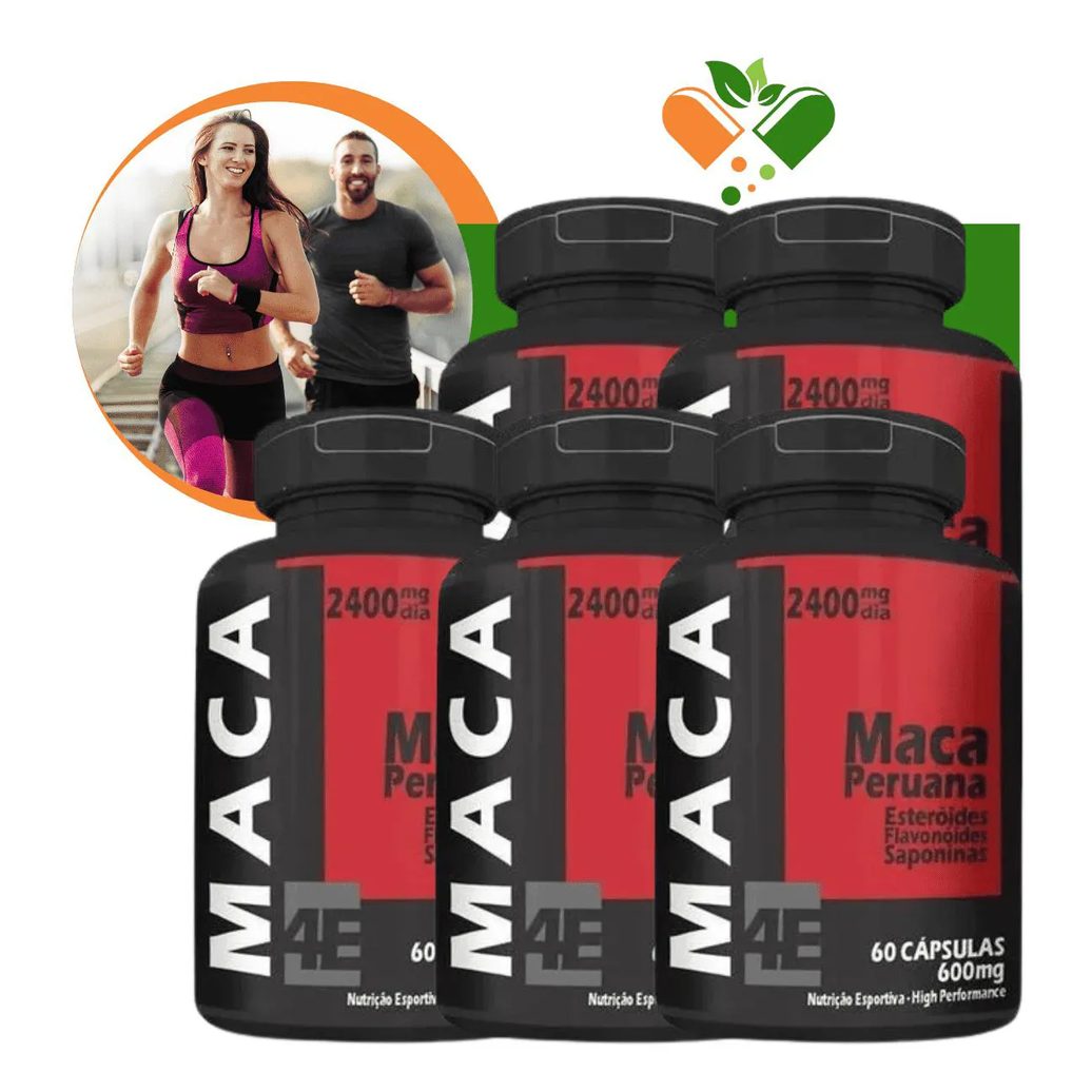 Kit com 5 Potes Maca Peruana 600mg 60 cápsulas
