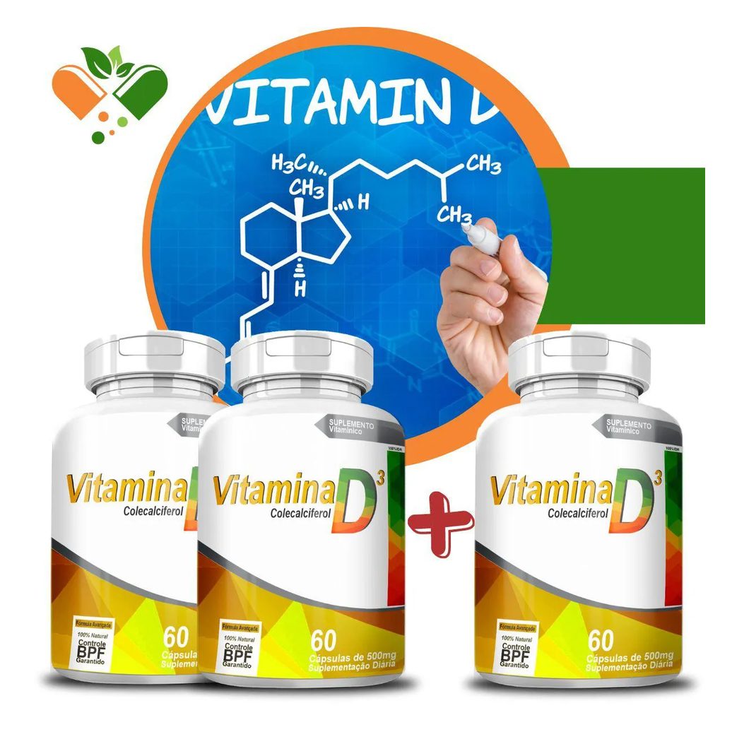 Compre 2 Leve 3 Vitamina D 500mg 60 cápsulas