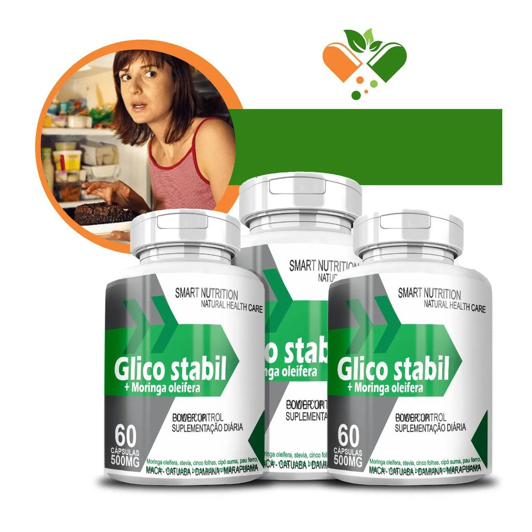 Kit com 3 Glico 500mg 60 cápsulas
