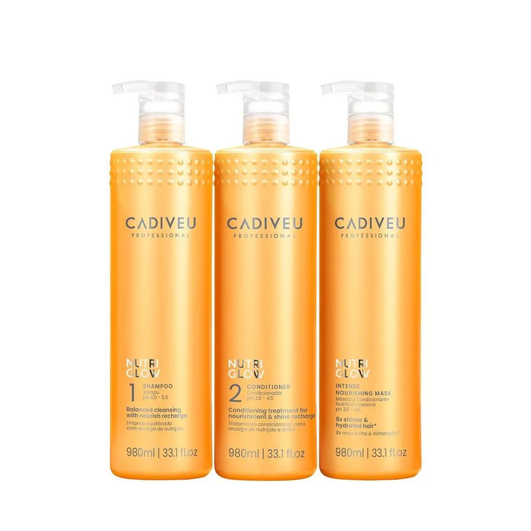 Kit Cadiveu Professional Nutri Glow Shampoo Condicionador Máscara Litro (3 Produtos)