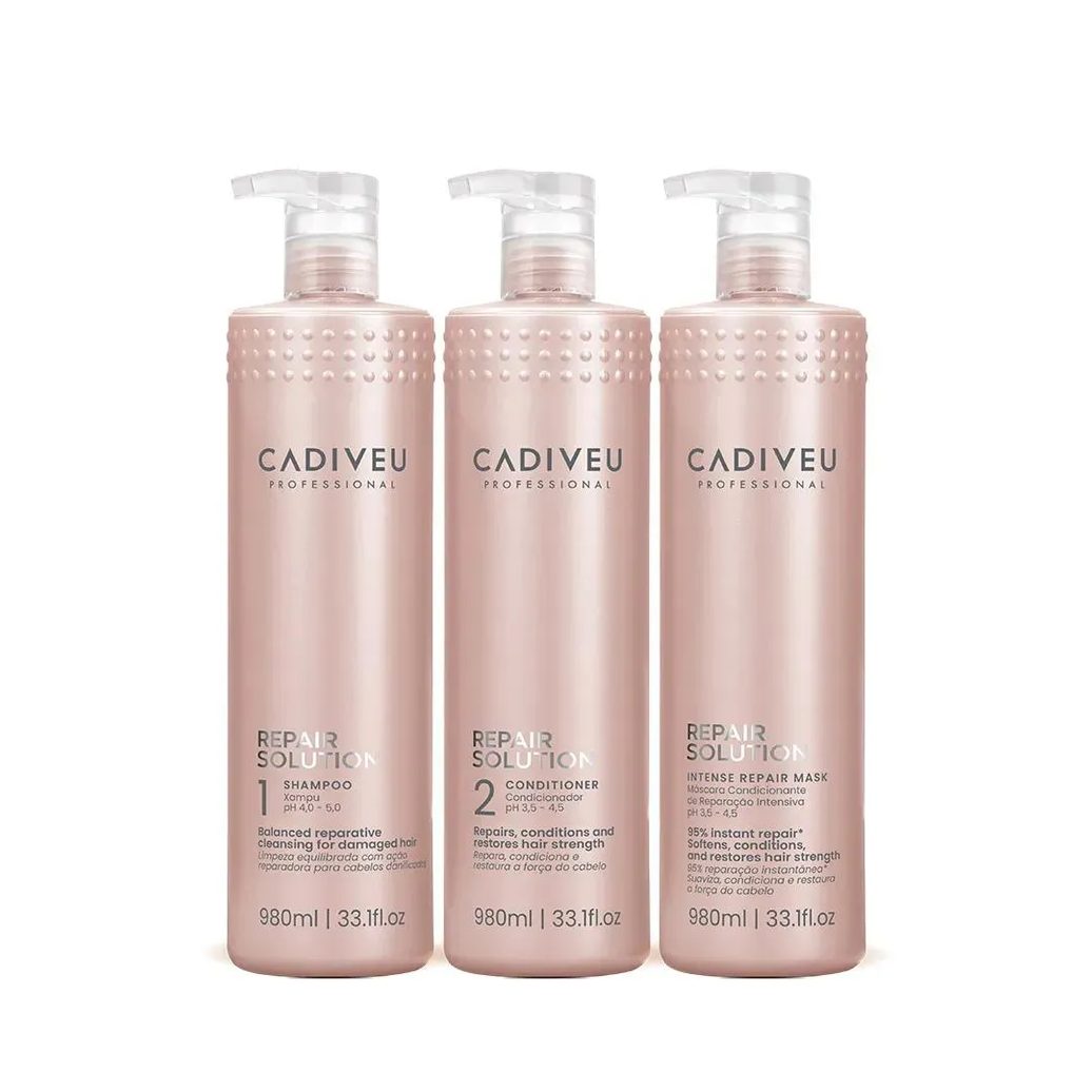 Kit Cadiveu Repair Solution Shampoo Condicionador e Máscara (3 Produtos)