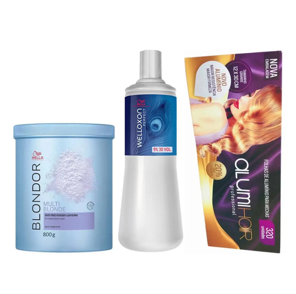 Kit Wella Professionals Blondor Welloxon Perfect 9% 30v Alumihair (3 Produtos)