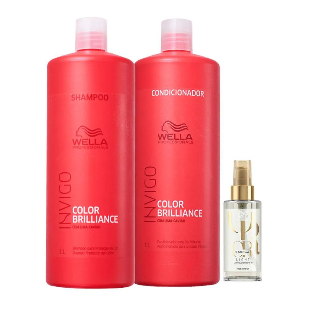 Wella Professionals Invigo Color Brilliance Shampoo+condicionador 1l+oil Reflections Light 100ml