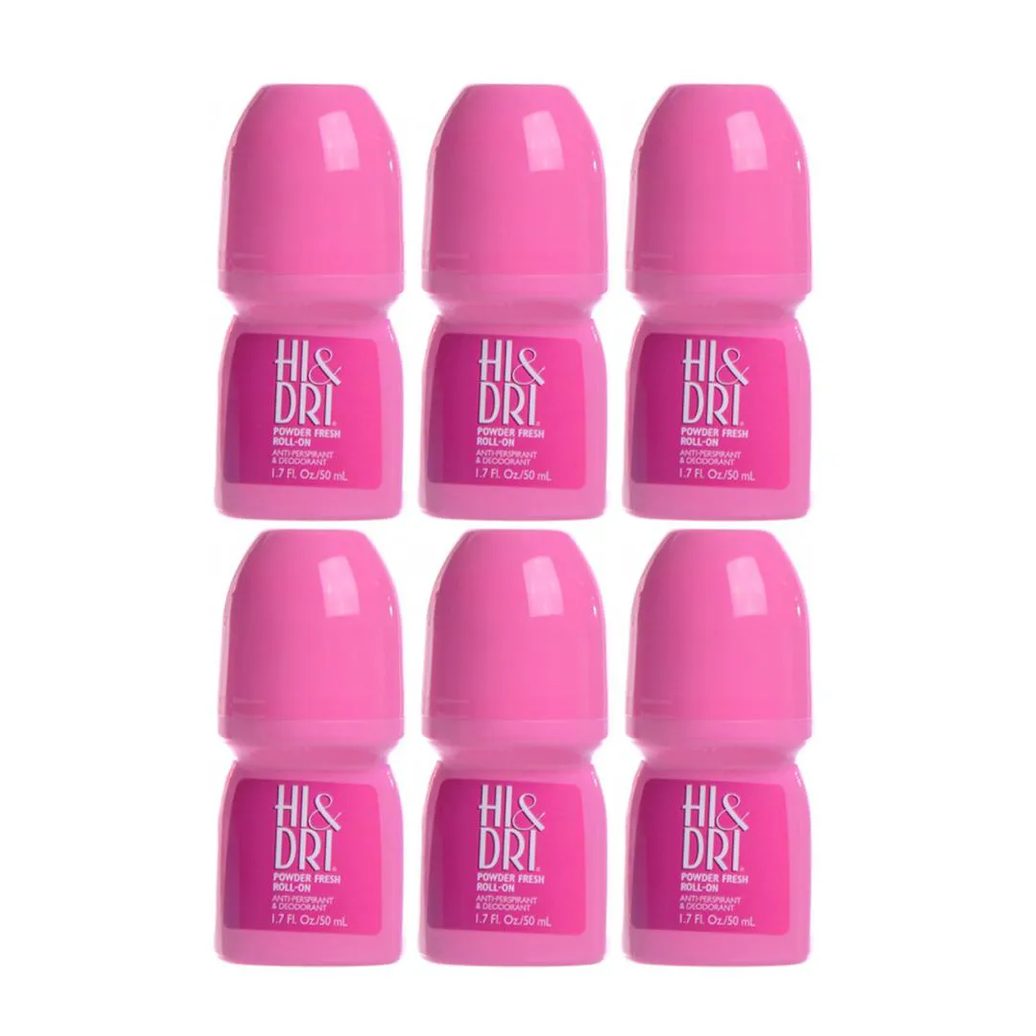 Kit Desodorante Antitranspirante Roll-on Hi & Dri Powder Fresh Feminino 50ml 6 unidades