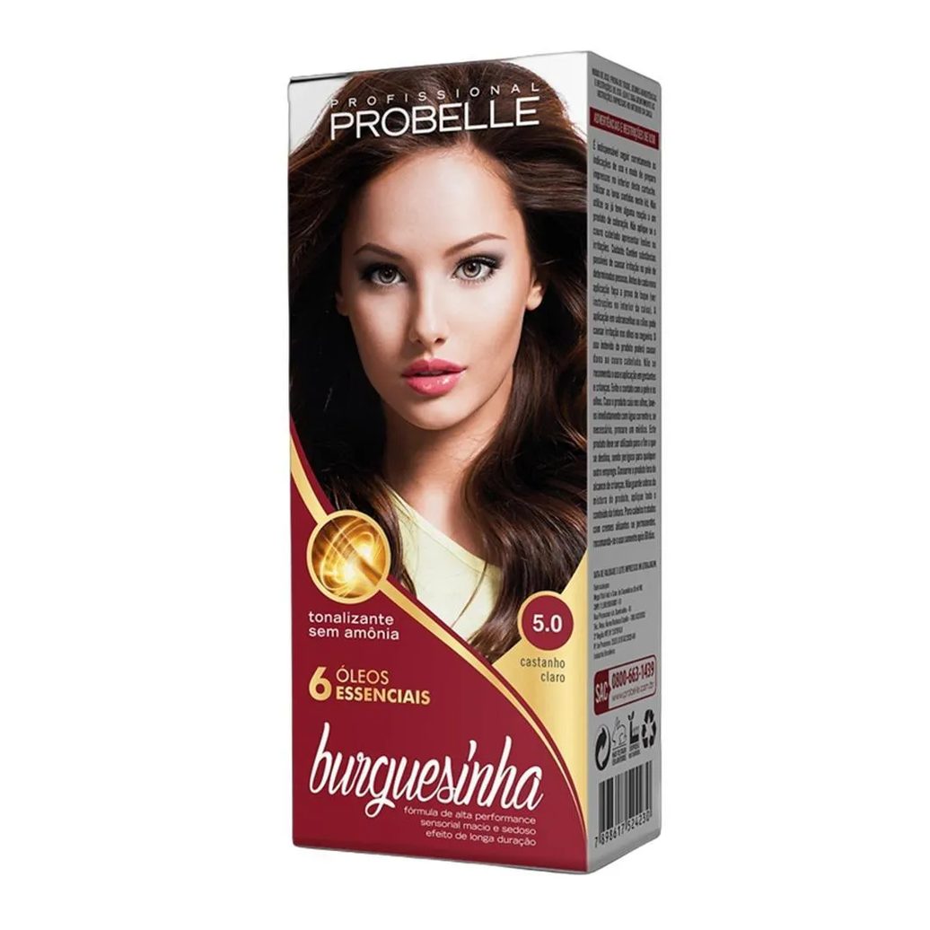 Tintura Probelle Burguesinha sem Amonia 5.0 Castanho Claro