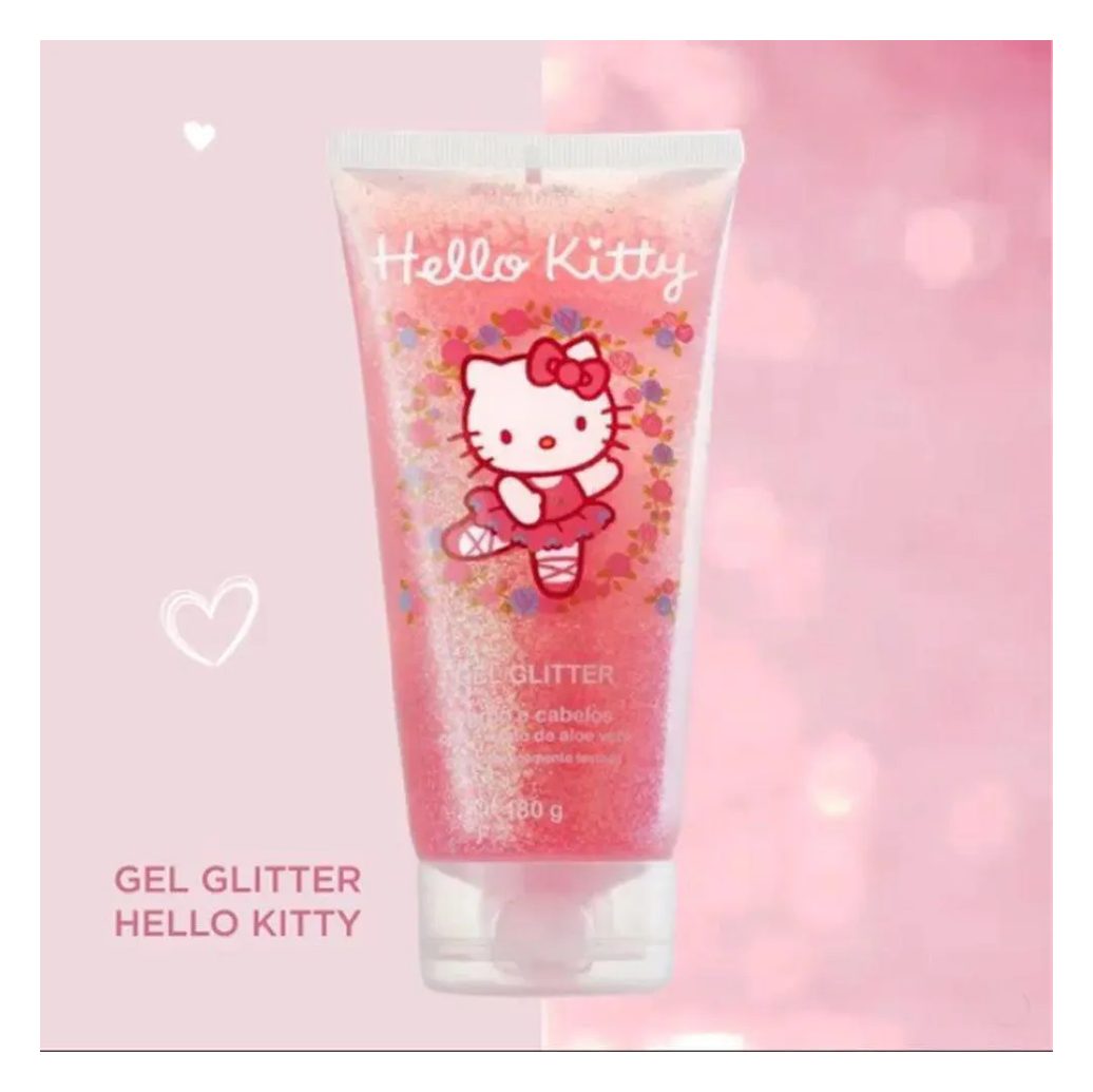 Gel Infantil Cabelo e Corpo Glitter Hello Kitty 180gr