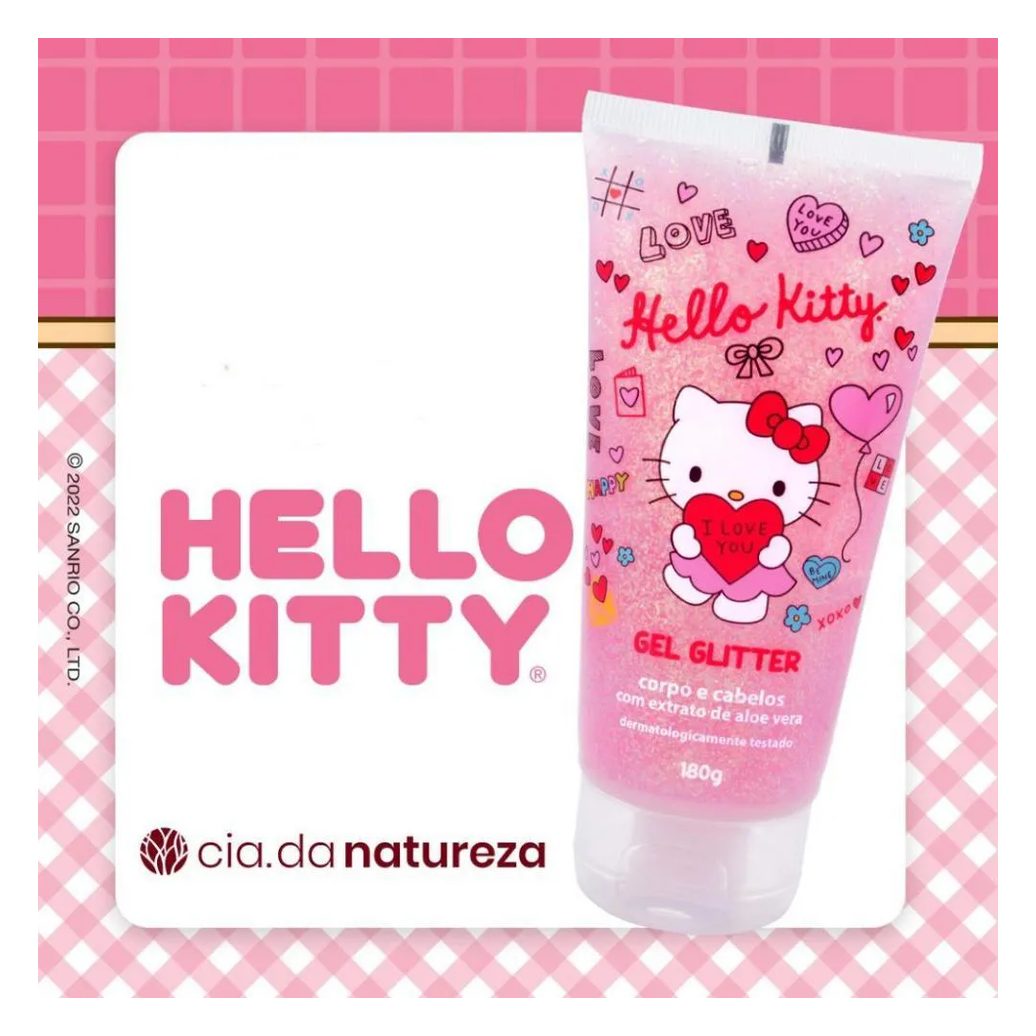 Gel Infantil Cabelo e Corpo Glitter Hello Kitty 180gr