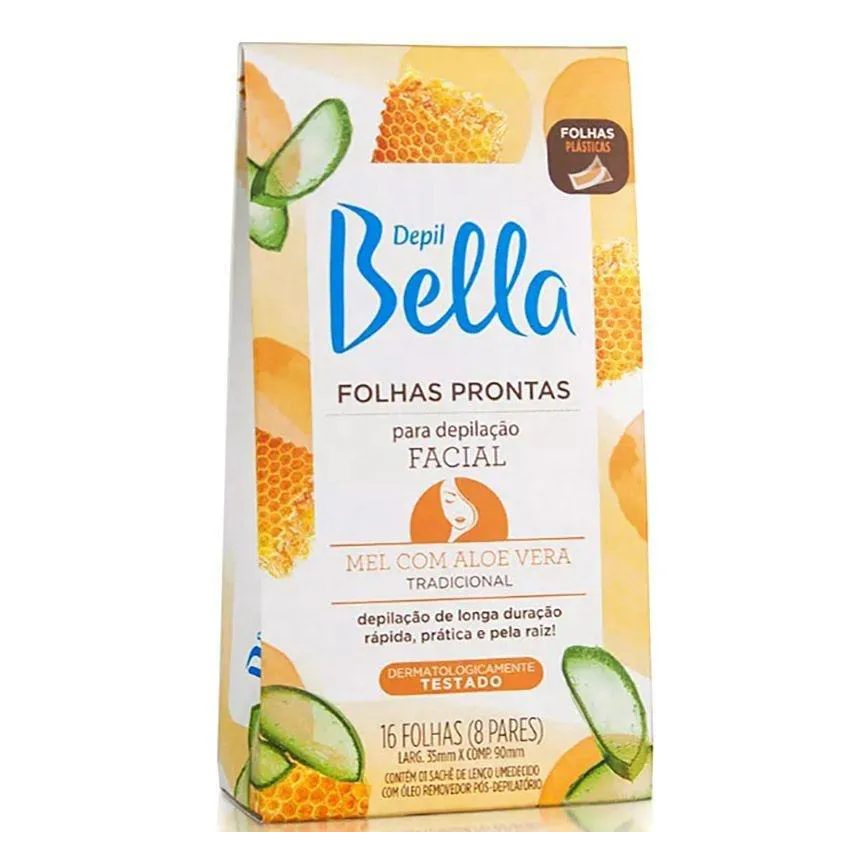Depil Bella Folhas para Depilacao Facial 16un Mel Aloe