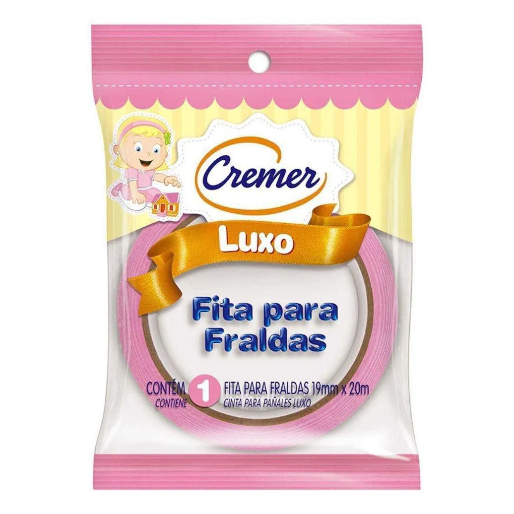 Fita para Fraldas Cremer Luxo Rosa 20m