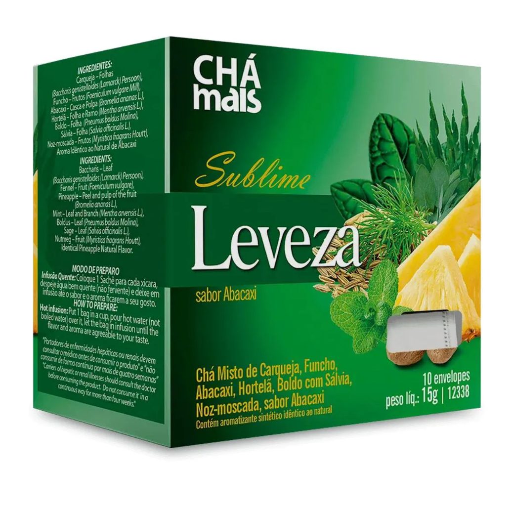 Clinicmais Chá Sublime Leveza Abacaxi 10 Sachês 15g - Chá Mais