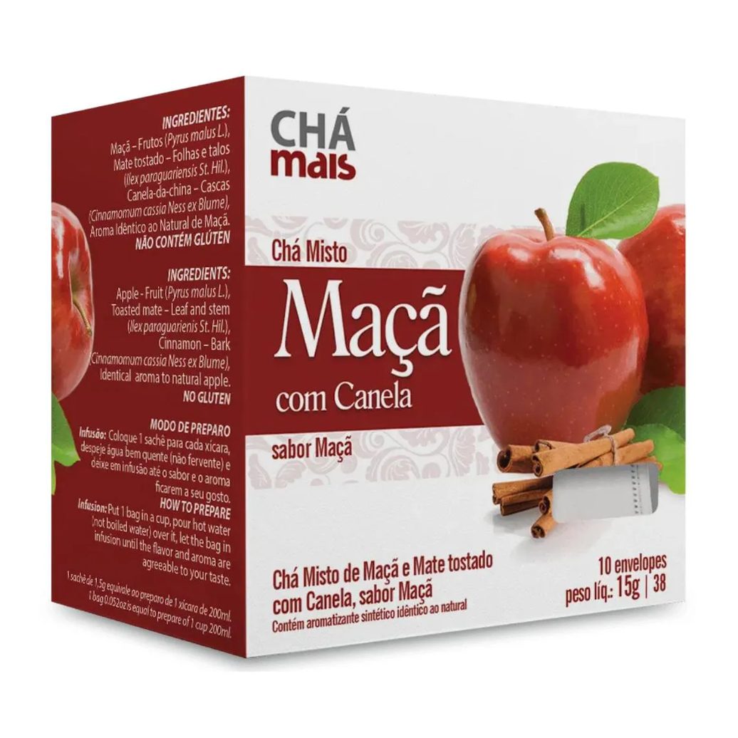 Clinicmais Chá Maçã com Canela 10 Sachês 15g - Chá Mais