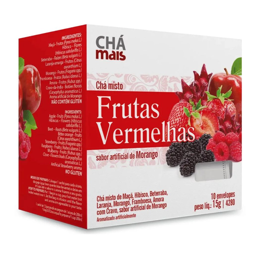 Clinicmais Chá Frutas Vermelhas Morango 10 Sachês 15g - Chá Mais