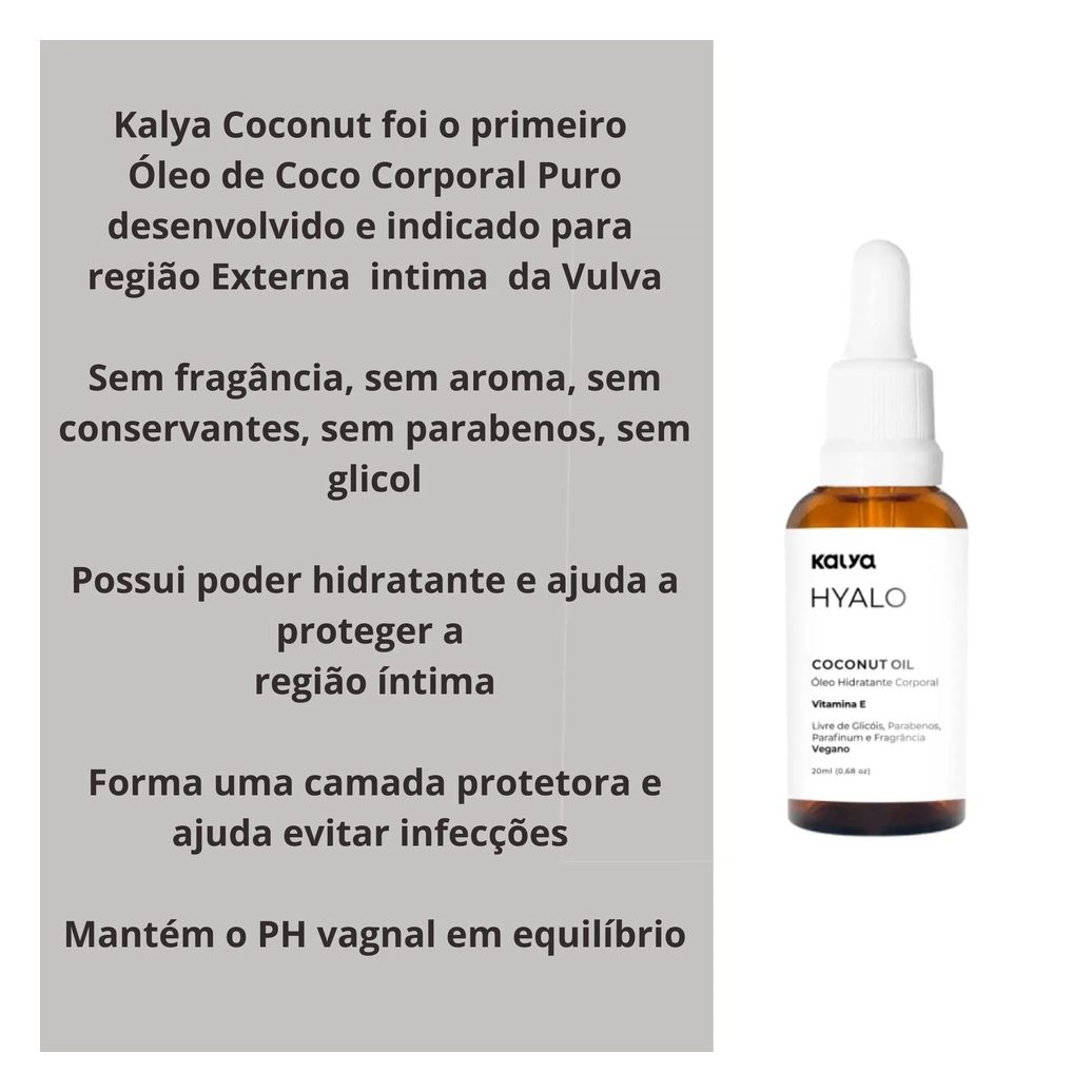 3 Oleo de Coco Cuidado Intimo Puro sem Perfume Hyalo Coconut