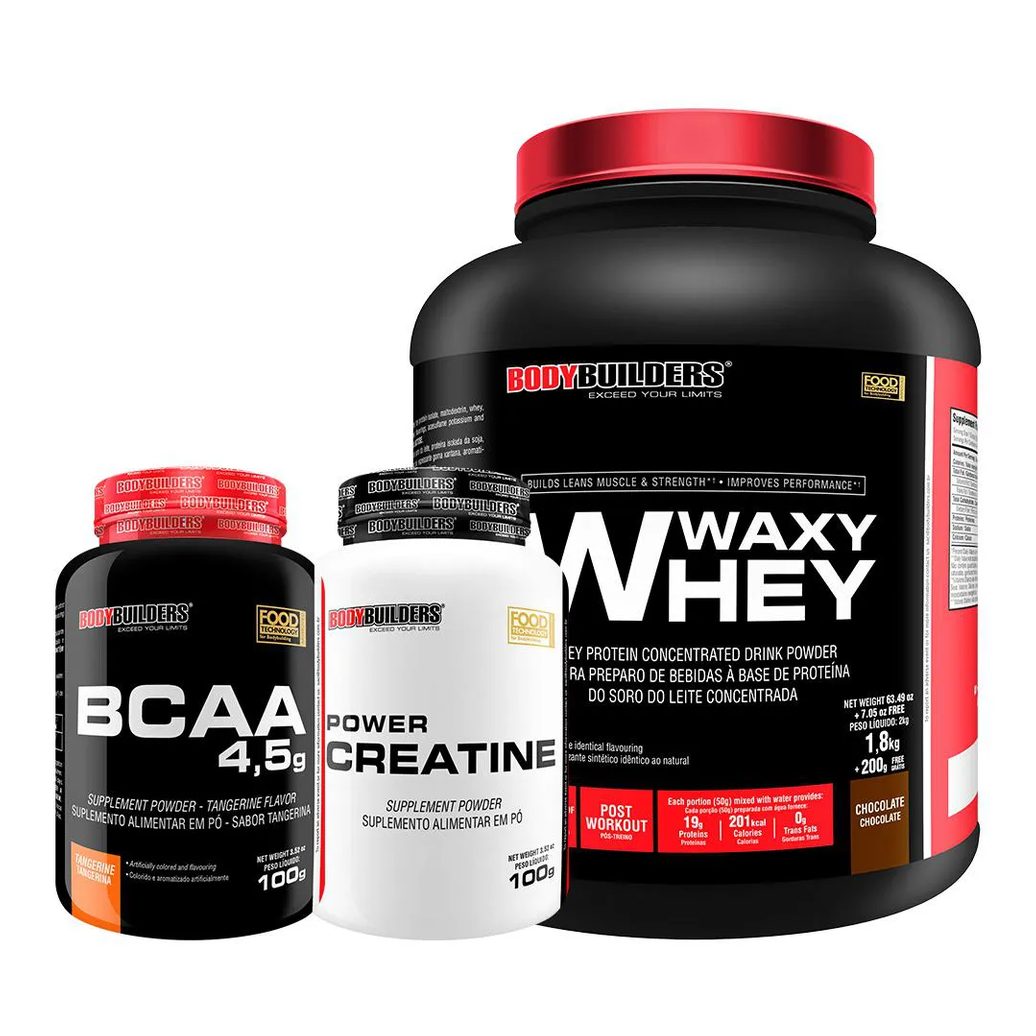 Kit Waxy Whey 2kg + Bcaa 4.5 100g + Power Creatina 100g – Bodybuilders Chocolate