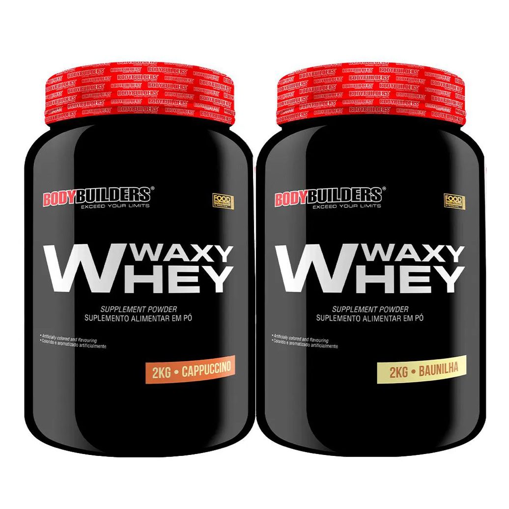 2x Whey Protein Waxy Whey (35%) - 2kg - Bodybuilders Baunilha e Cappuccino