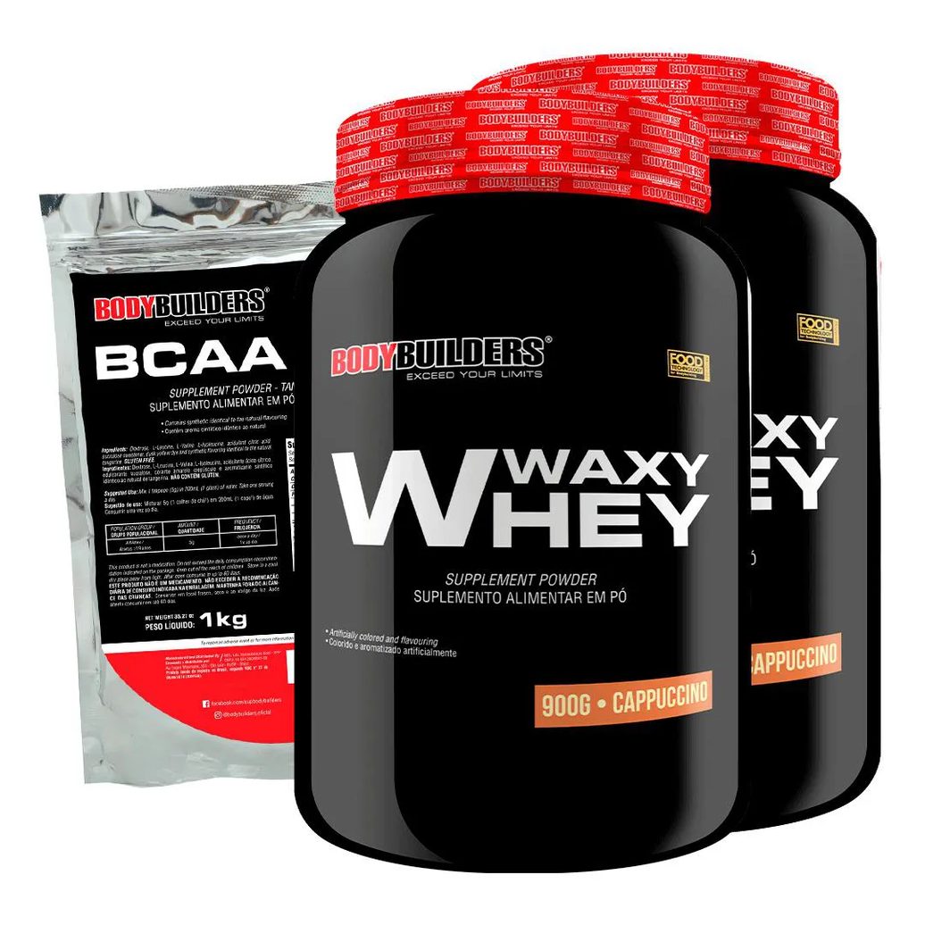 Kit 2x Waxy Whey 2kg + Bcaa 1kg Tangerina - Bodybuilders Cappuccino