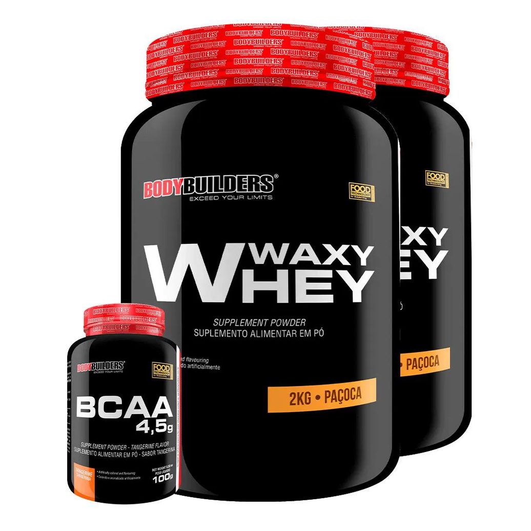 Kit 2x Waxy Whey 2kg + Bcaa 1kg Tangerina - Bodybuilders Paçoca