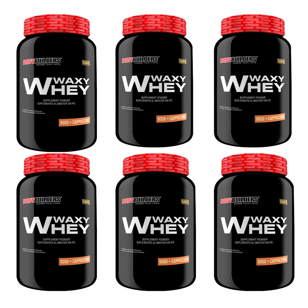 Kit 6x Whey Protein Waxy Whey 900g - Bodybuilders Cappuccino