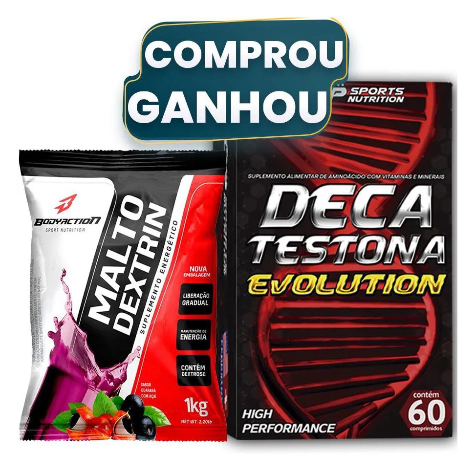 Maltodextrina Mais Energia 1kg + Deca Testona Evolution Morango