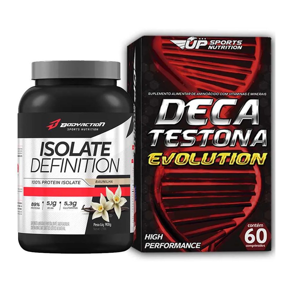 WHEY PROTEIN ISOLADO 900G BAUNILHA + DECA TESTONA EVOLUTION