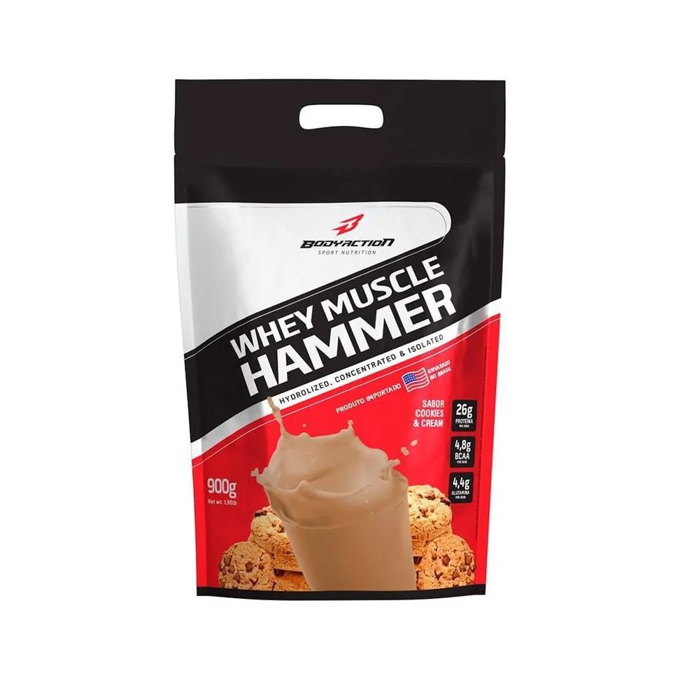 Whey Muscle Hammer 900g Refil Cookies e Cream Bodyaction