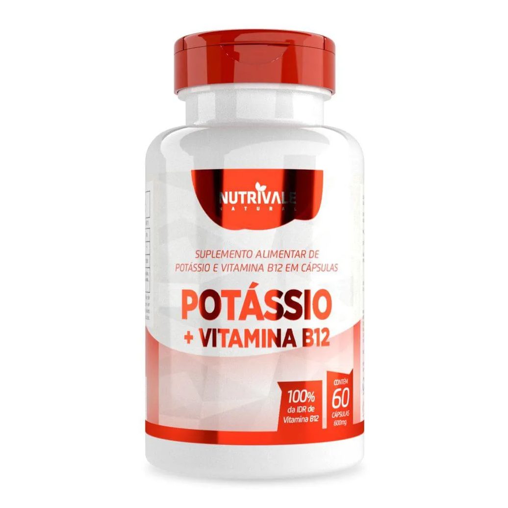 Potássio + Vitamina B12 600mg 60 cápsulas - Nutrivale