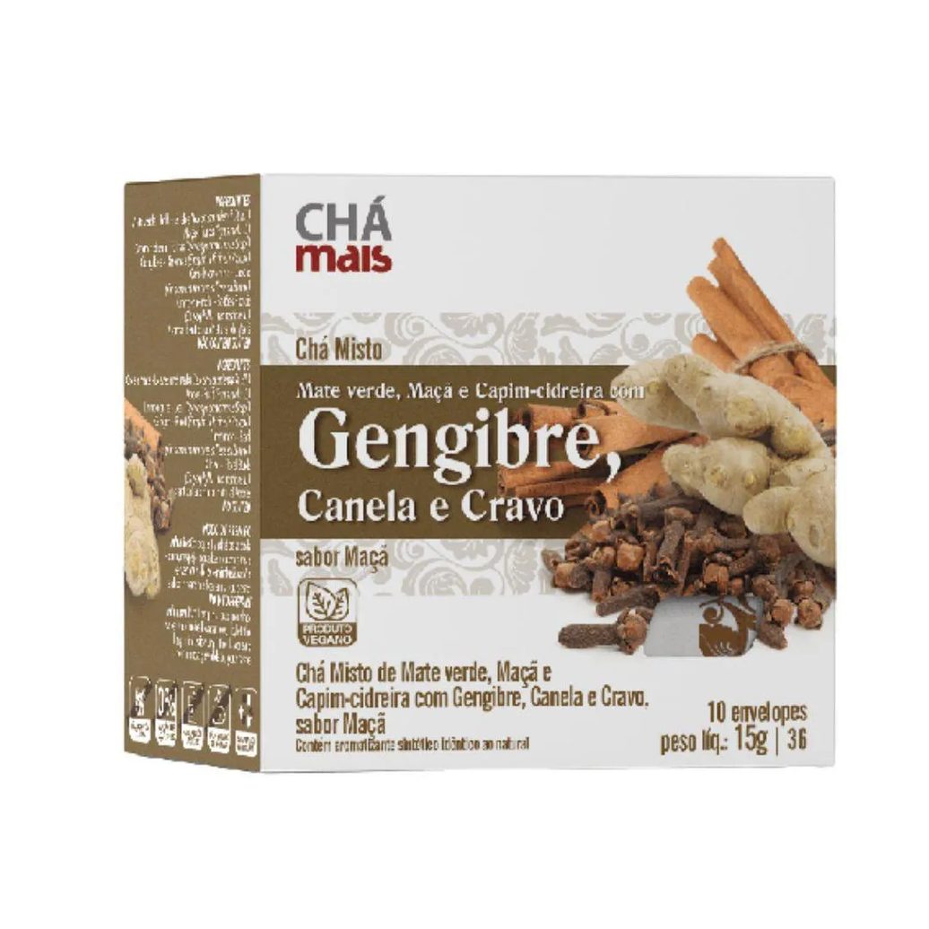 Chá Misto de Gengibre, Cravo e Canela 10 Sachês - Chá Mais