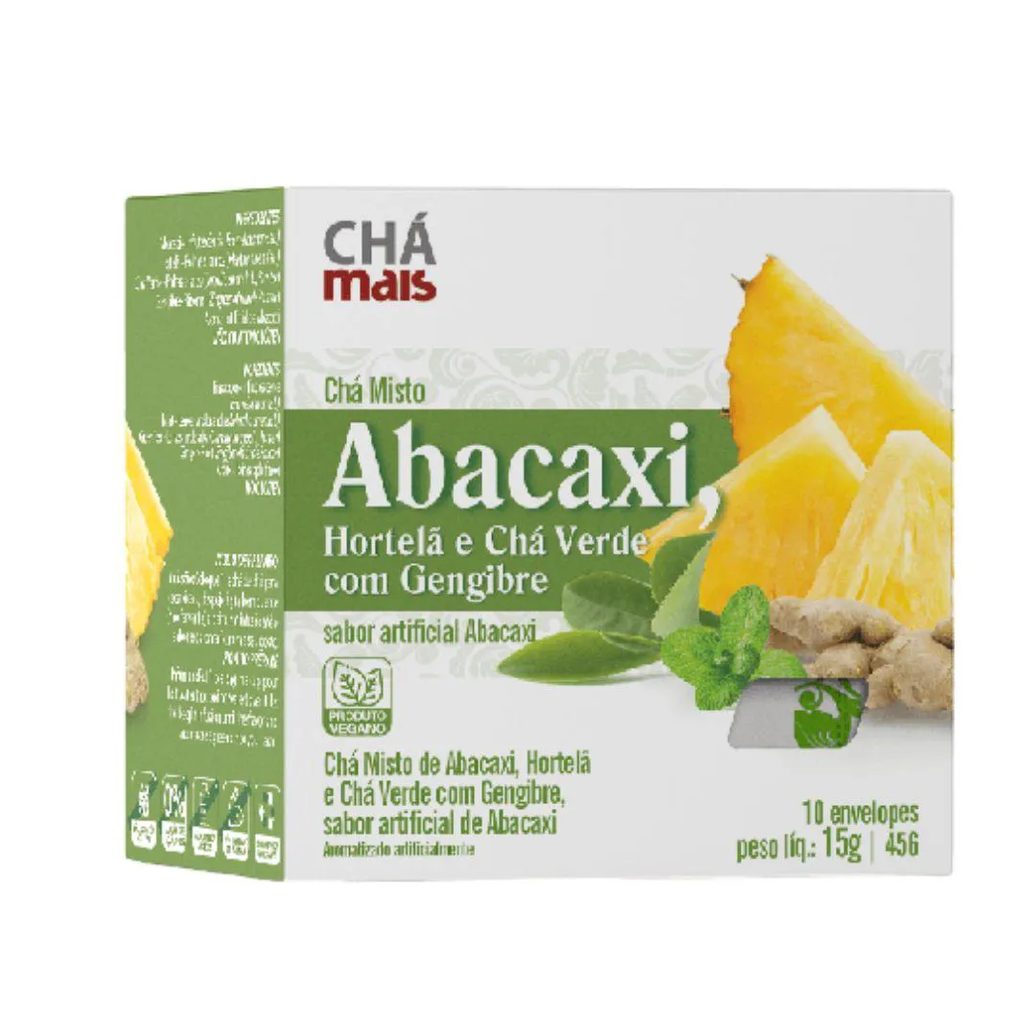 Chá Misto de Abacaxi, Hortelã, Chá Verde e Gengibre 10 Sachês - Chá Mais