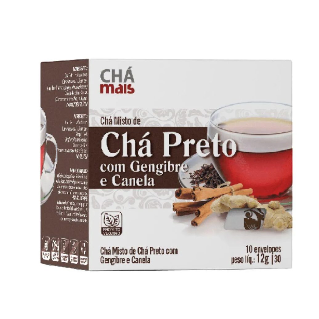 Chá Misto de Chá Preto, Gengibre e Canela 10 Sachês - Chá Mais