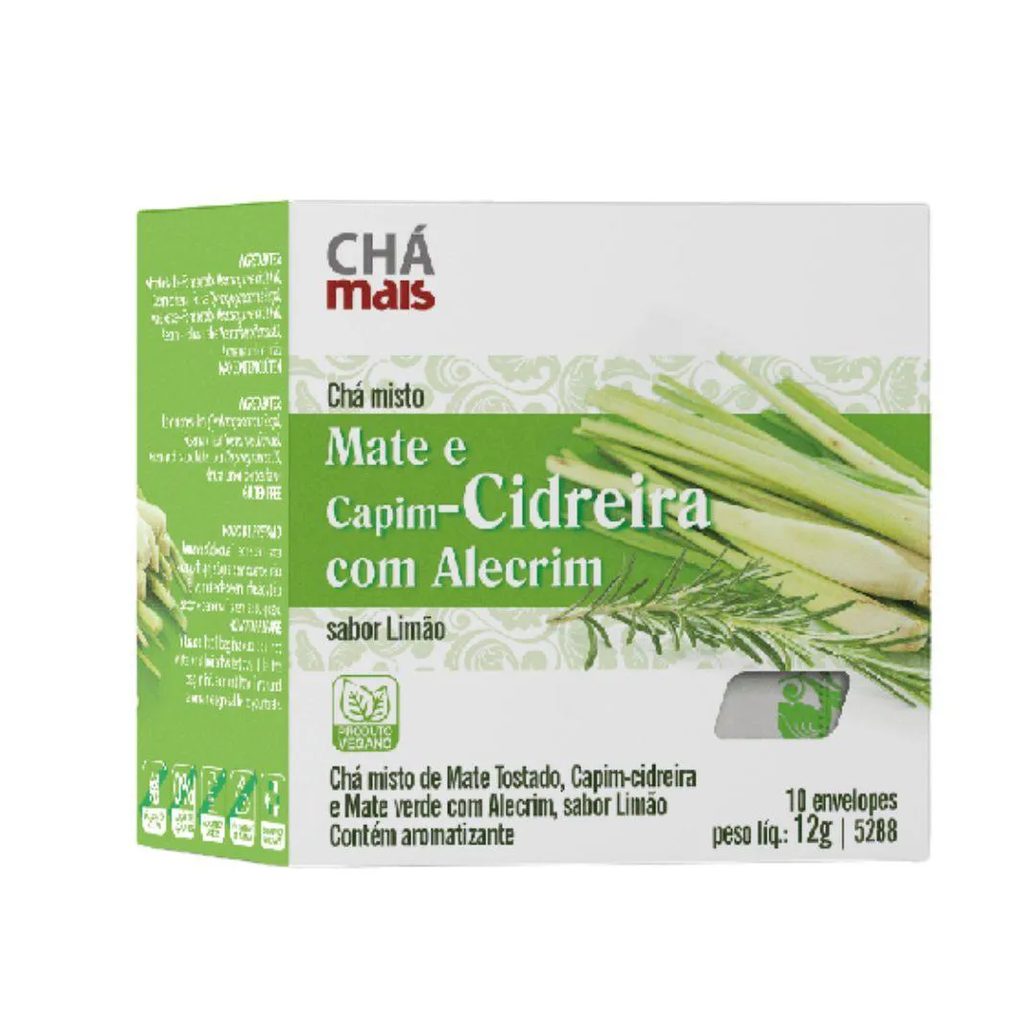 Chá Misto de Mate com Capim-cidreira e Alecrim 10 Sachês - Chá Mais