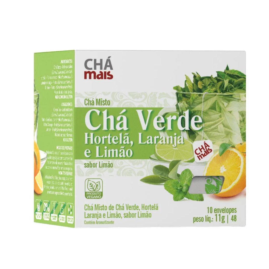 Chámistodecháverde,hortelã,laranjaelimão10sachês-chámais
