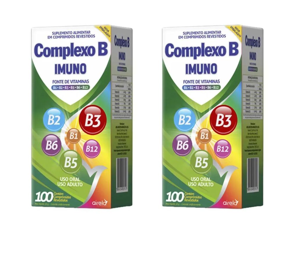 2 Complexo B B12 B1 B2 B3 B5 B6 B12 com 100 comprimidos