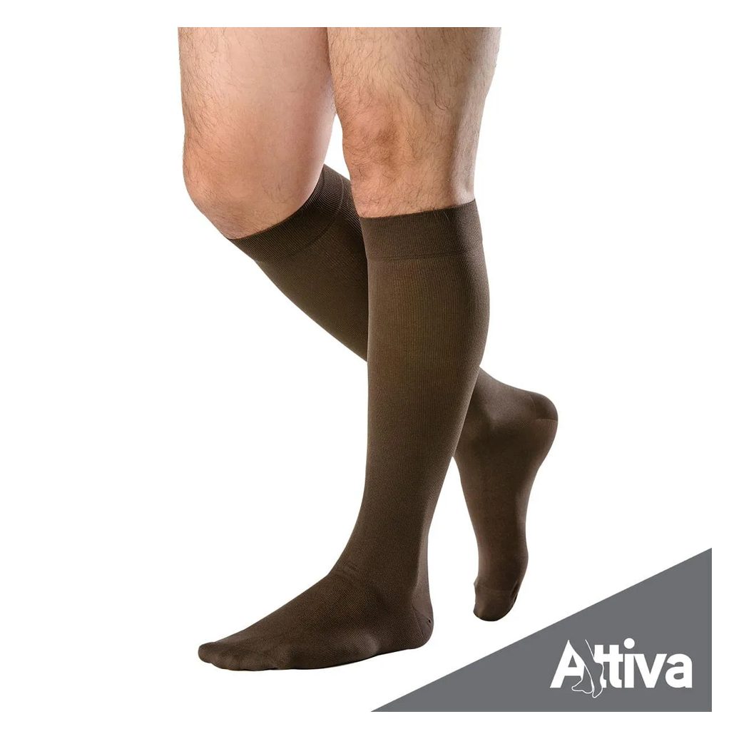 Meia ¾ Panturrilha Attiva Alta Compressao 20-30 Mas Fechada Marrom G
