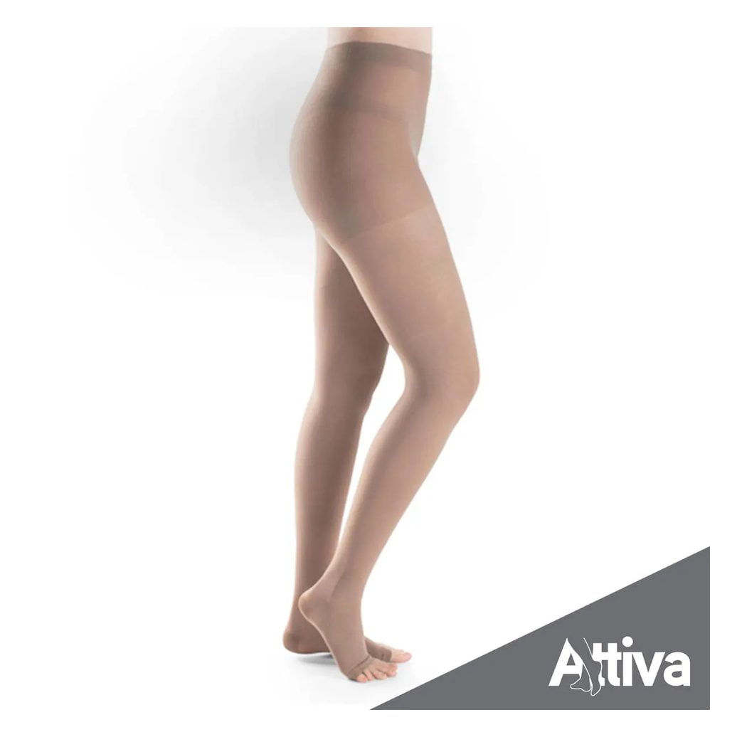 Meia Calca Attiva Alta Compressao 20-30 Fem Aberta Natural P