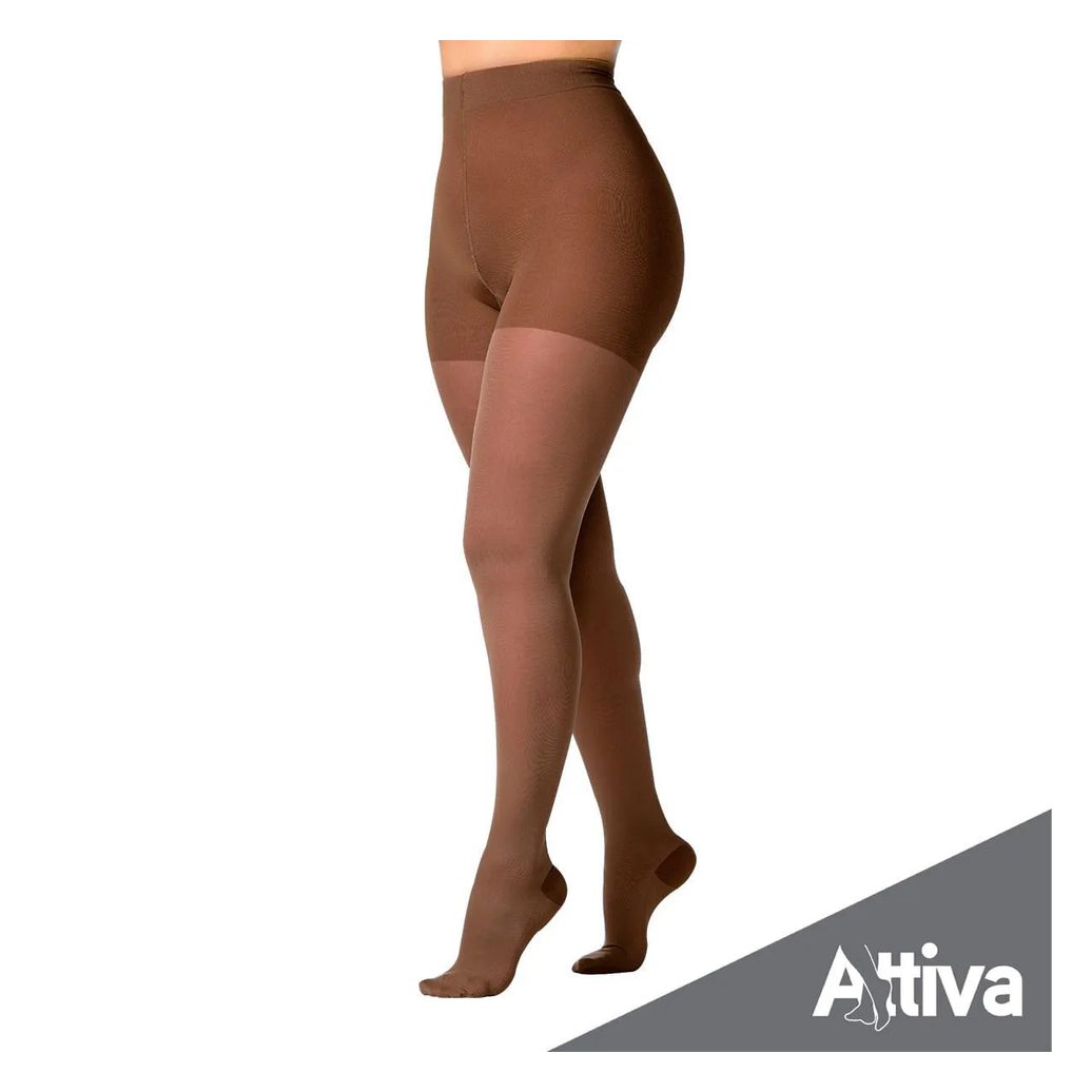 Meia Calca Attiva Alta Compressao 20-30 Fem Fechada Natural Escuro Gg