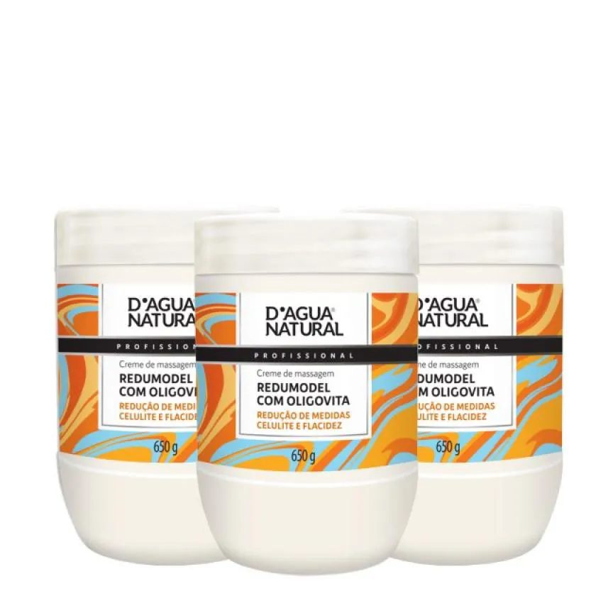 Kit Creme de Massagem Redumodel com Oligovita D'agua Natural 650g 3 unidades