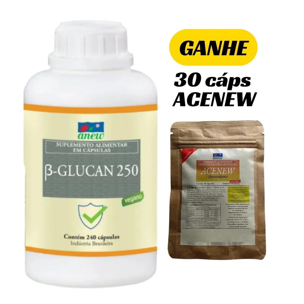 Beta Glucan 250 Anew 240 cápsulas + 30 cápsulas Acenew Anew